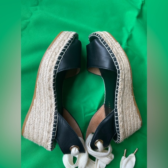 La CANADIENNE Espadrilles Sandals Lace Up Leather Black Size 7 - Picture 11 of 14